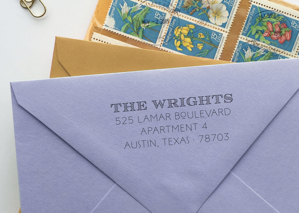 Craftsman-Inspired Art Deco Return Address Stamp – Charm & Fig